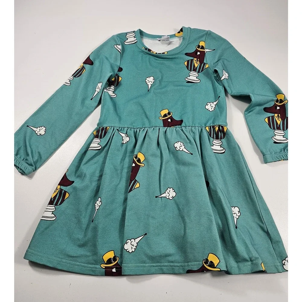 Jelly Alligator Dress Fogdog  4-5 years long sleeve blue made in EU ^*